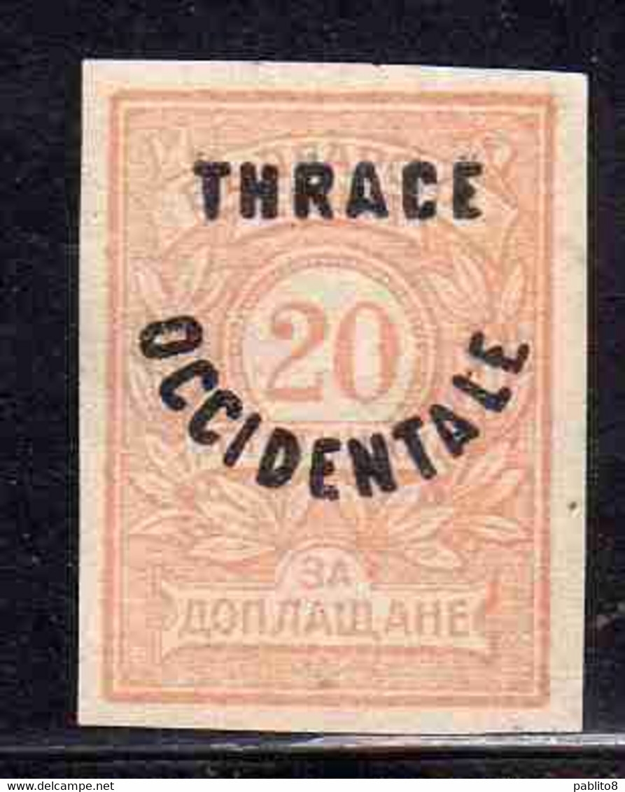 THRACE GREECE TRACIA GRECIA 1920 BULGARIAN STAMPS OCCIDENTALE OVERPRINTED POSTAGE DUE TAXE 20s MH - Thracië