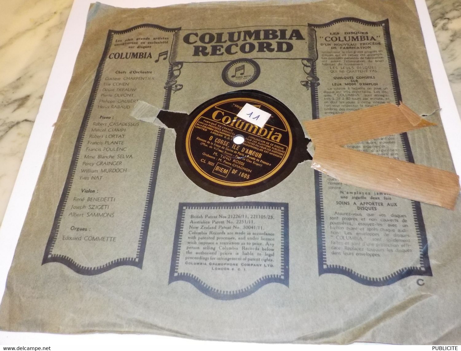 DISQUE 78 TOURS TINO ROSSI 1934 - 78 Rpm - Schellackplatten