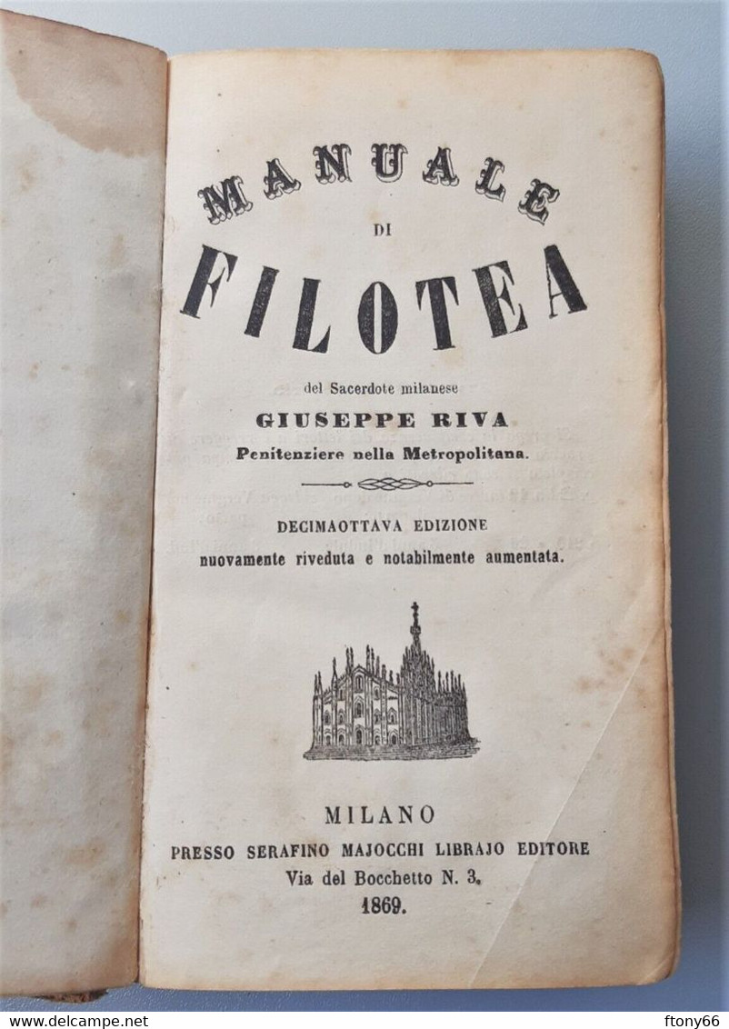 Antico MANUALE DI FILOTEA del Sacerdote Giuseppe Riva - Milano 1869