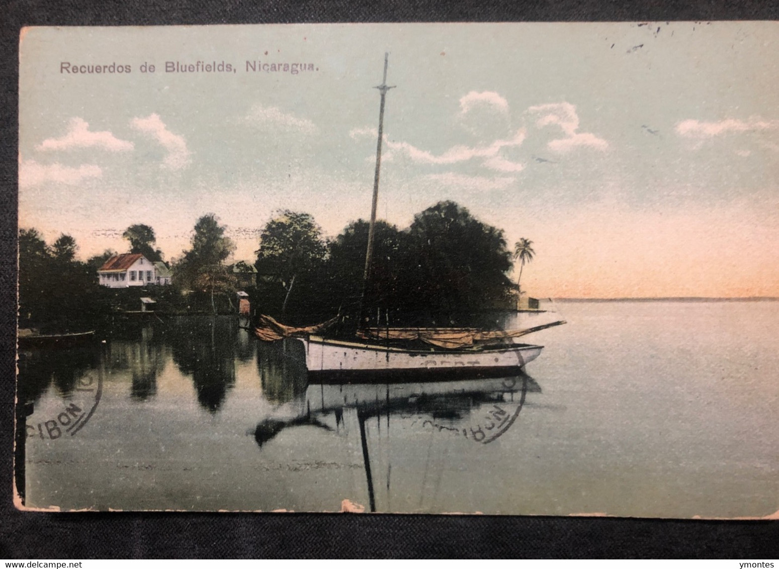 Postcard Circulated In Bluefields 1912 With Local Stamps Train - Nicaragua
