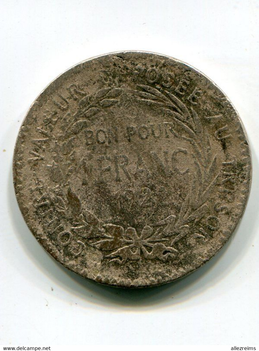 France : Martinique : Pièce Bon Pour Un Franc 1922 - West Indies