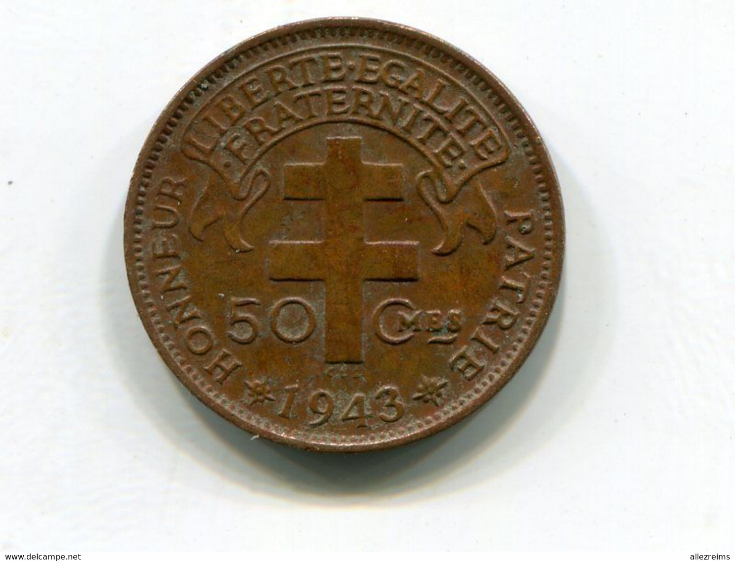 Cameroun : Pièce Bronze De 1 Franc 1943 - Cameroun