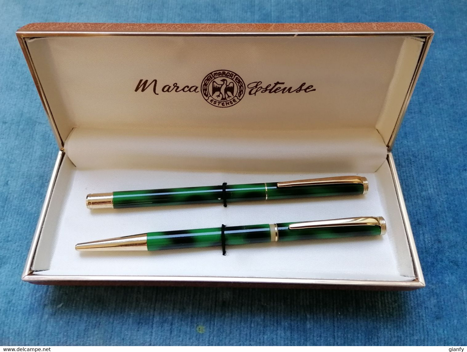 SET PENNA SFERA & ROLLER MARCA ESTENSE LACCA 1990 ITALIAN PEN SET - Stylos