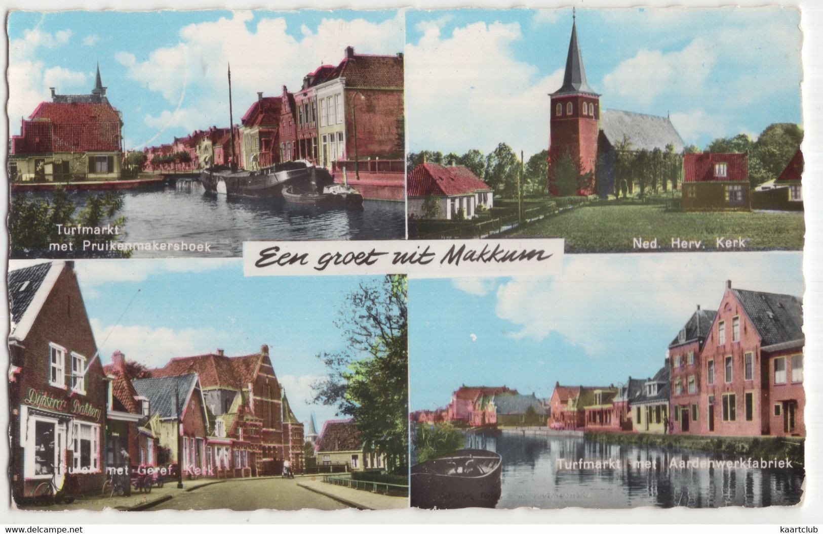 Een Groet Uit Makkum - Turfmarkt, NH Kerk, Buren, Aardenwerkfabriek - (Friesland, Nederland/Holland) - 1963 - Makkum