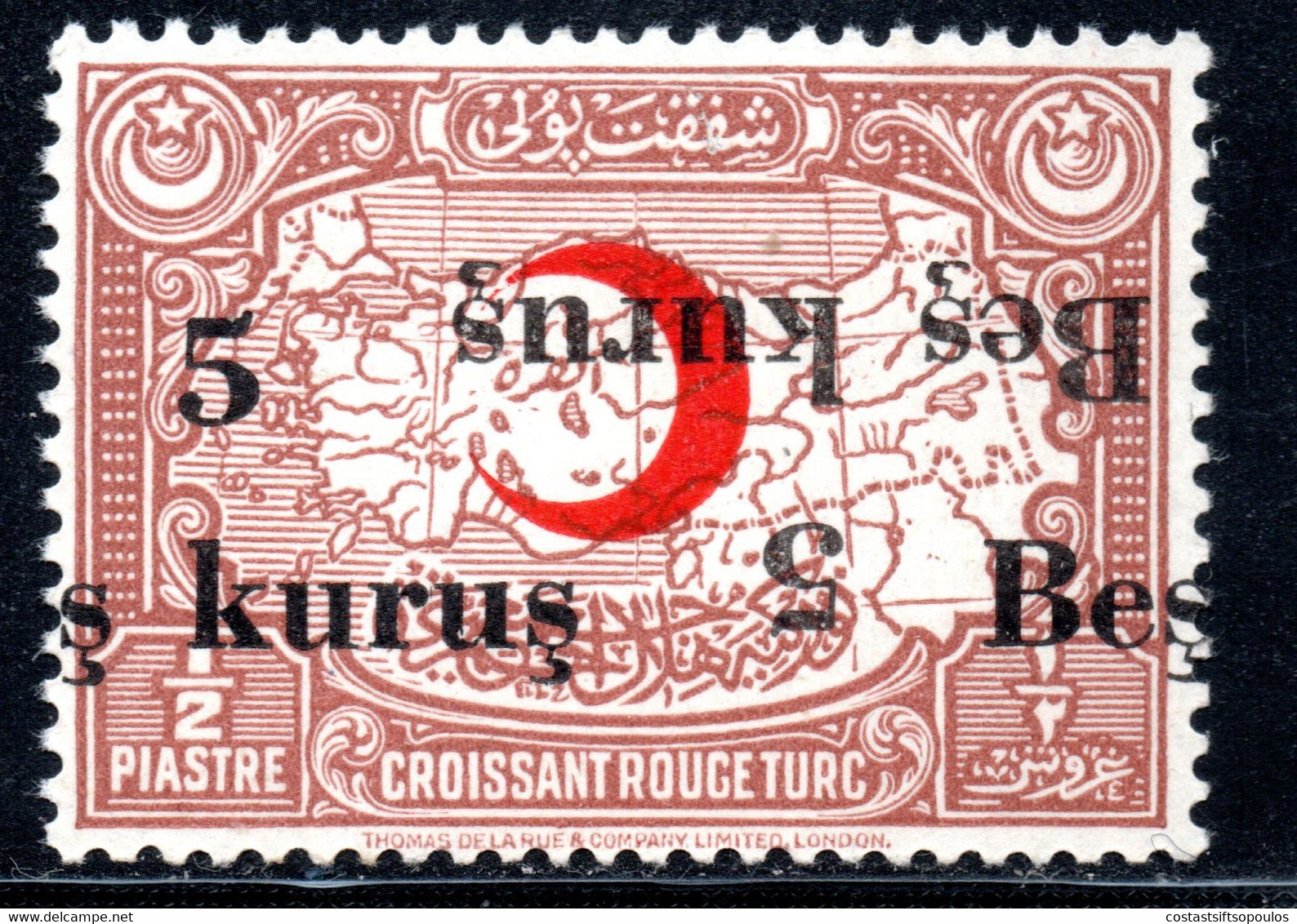 1012.TURKEY,1933-1934 RED CRESCENT,MAP MICH.25,SC.RA 22 DOUBLE SURCHARGE ONE INVERTED,MNH,UNRECORDED - Nuovi