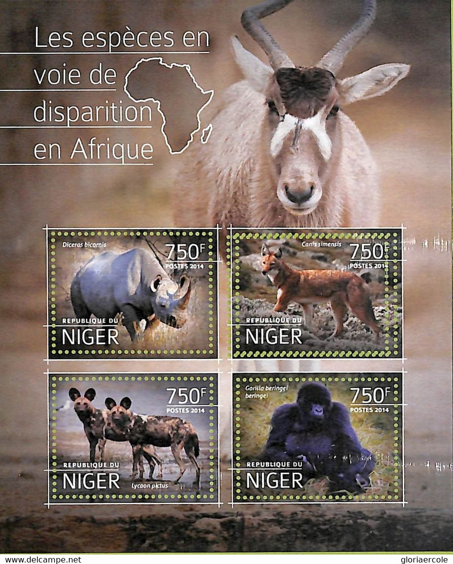 A8311 - NIGER - ERROR MISPERF Stamp Sheet -2014 African Animals  GORILLA - Gorilas