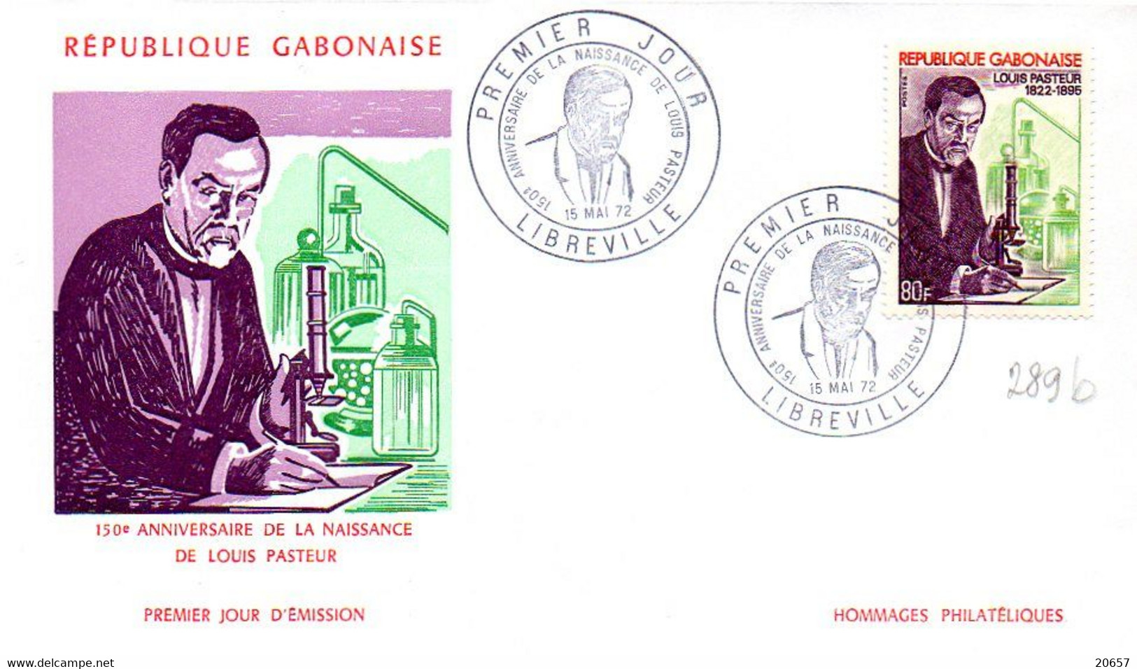 GABON 0289 Fdc Louis Pasteur, Vaccin Contre La Rage, Microscope, Médecine, Santé - Louis Pasteur