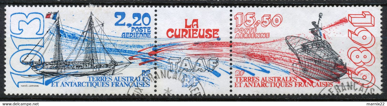 T.A.A.F. 1989-1991 - 3 GESTEMPELD TRIPTYQUES - SCHEEPVAART - KLIMAAT - NAVIRE & ETUDE DES CLIMATS                 Hk103b - Used Stamps