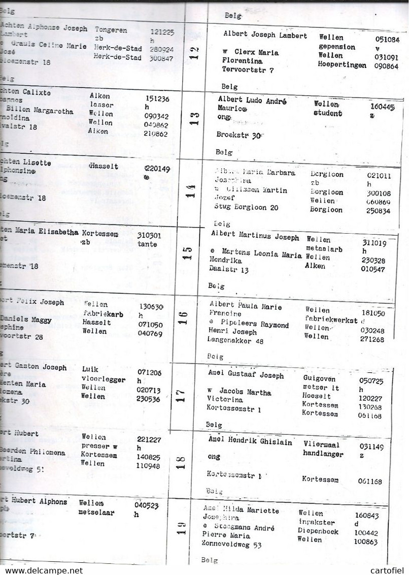 WELLEN-GEMEENTE-KIEZERSLIJSTEN-1972-5 DELEN-MET EEN SCHAT AAN INFO VOOR DE HEEMKUNDE-IN MOOIE STAAT BEWAARD-ZIE 5 SCANS - Wellen