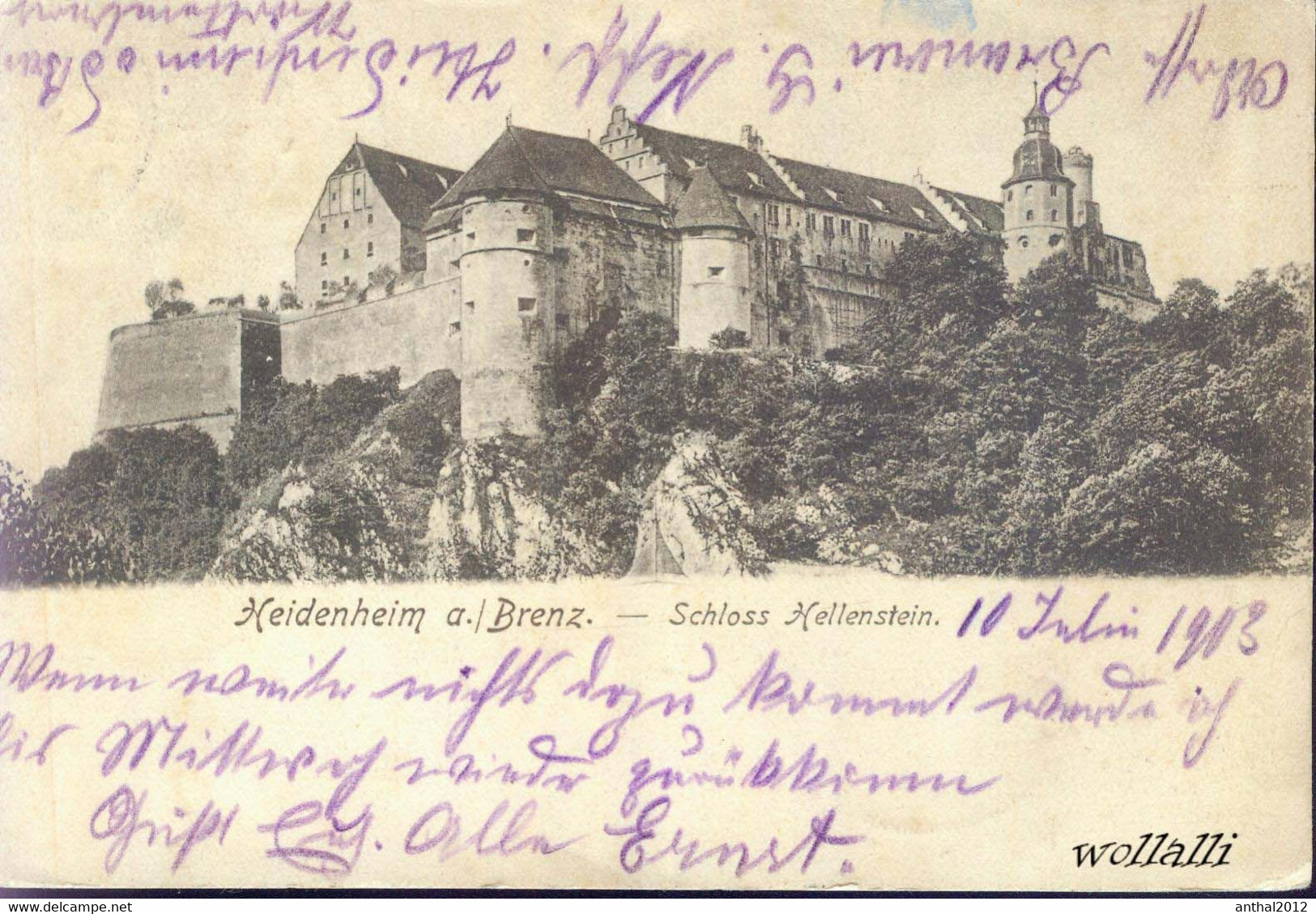 Rarität Litho Heidenheim Brenz Schloß Hellenstein Nach Pfeddersheim 10.7.1903 - Heidenheim