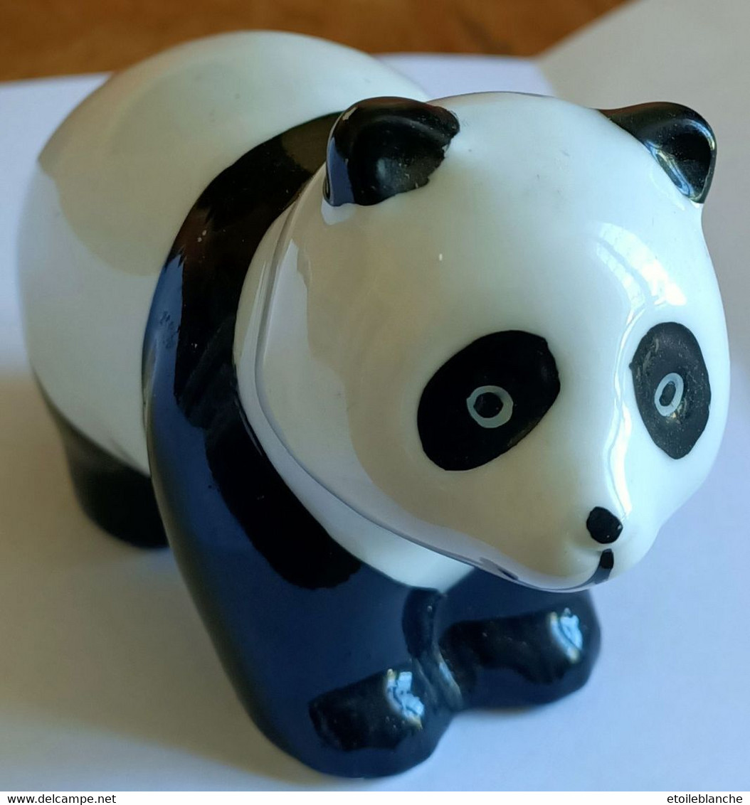 PANDA, Porcelaine 10 Cm - Miniature Collection - Animal, Terre Cuite, Blanc Et Noir - Dieren