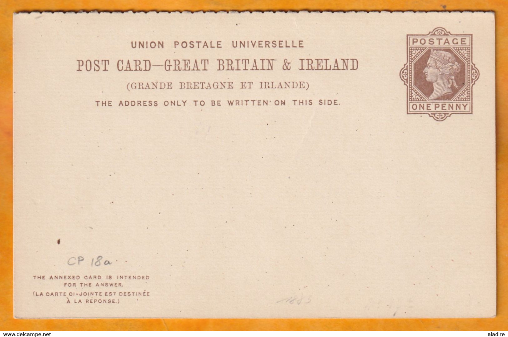 Circa 1889 - QV - Unused UPU GB And Ireland One Penny Post Card With Paid Answer - Postwaardestukken