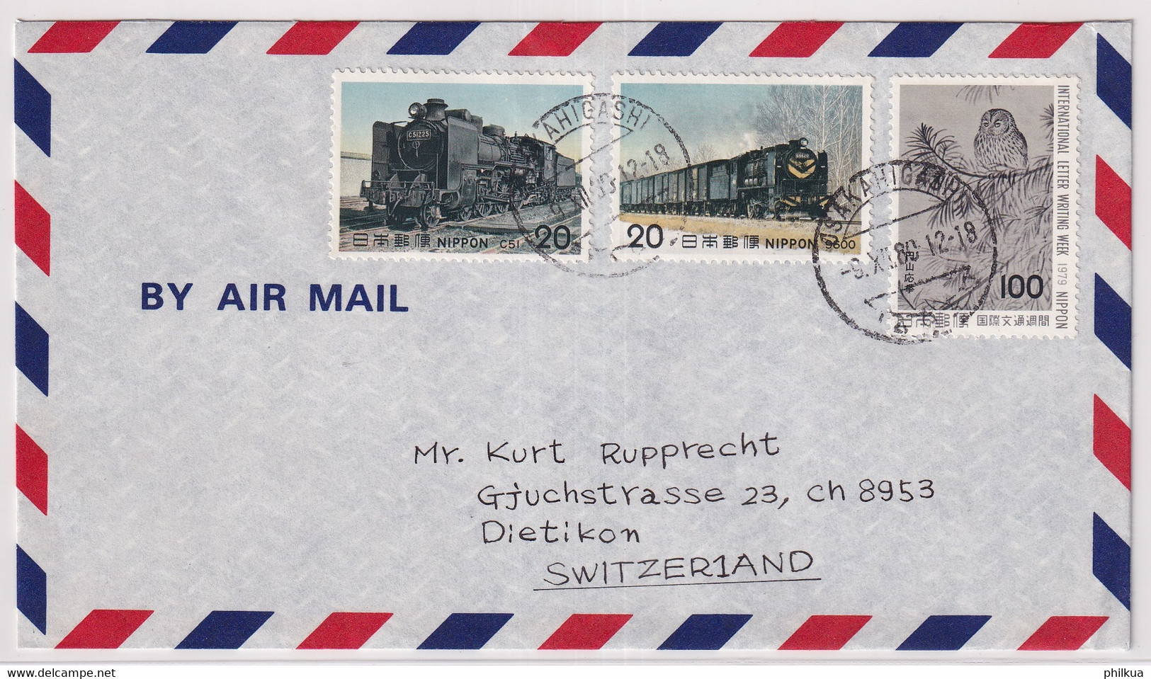 Japan Mischfrankatur Auf Brief Gelaufen Von Japan In Die Schweiz - Storia Postale