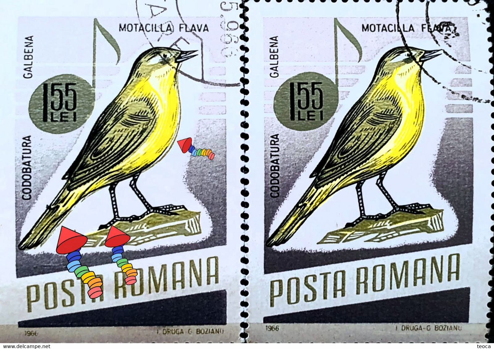 Errors Romania 1966 # MI 2506 Printed With  Songbirds With Displaced Bird - Varietà & Curiosità