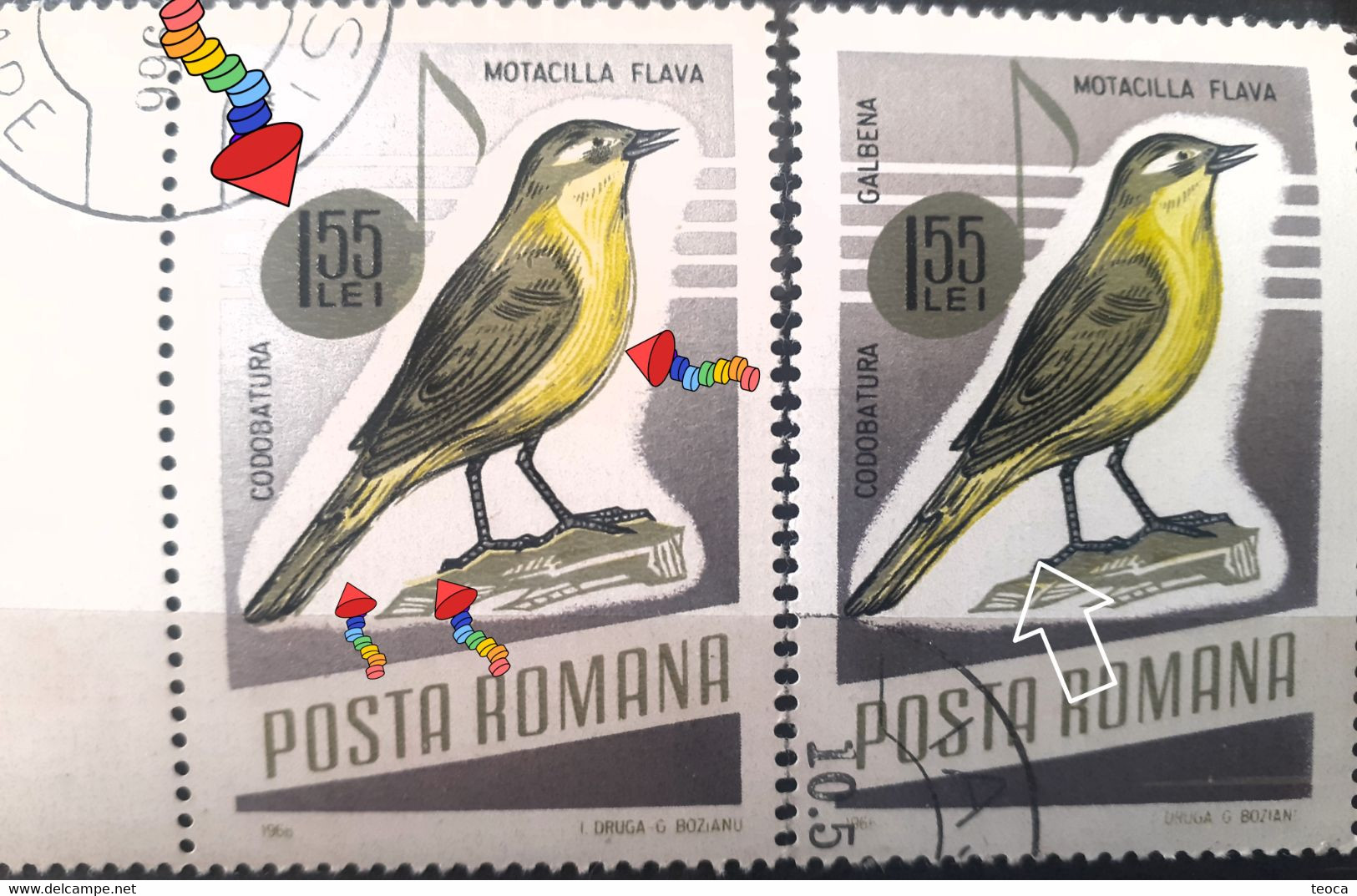 Errors Romania 1966 # MI 2506 Printed With  Plumage Error Displaced Bird - Variedades Y Curiosidades