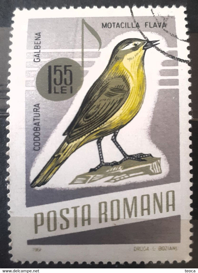 Errors Romania 1966 # MI 2506 Printed With  Vertical Line Songbird - Variedades Y Curiosidades