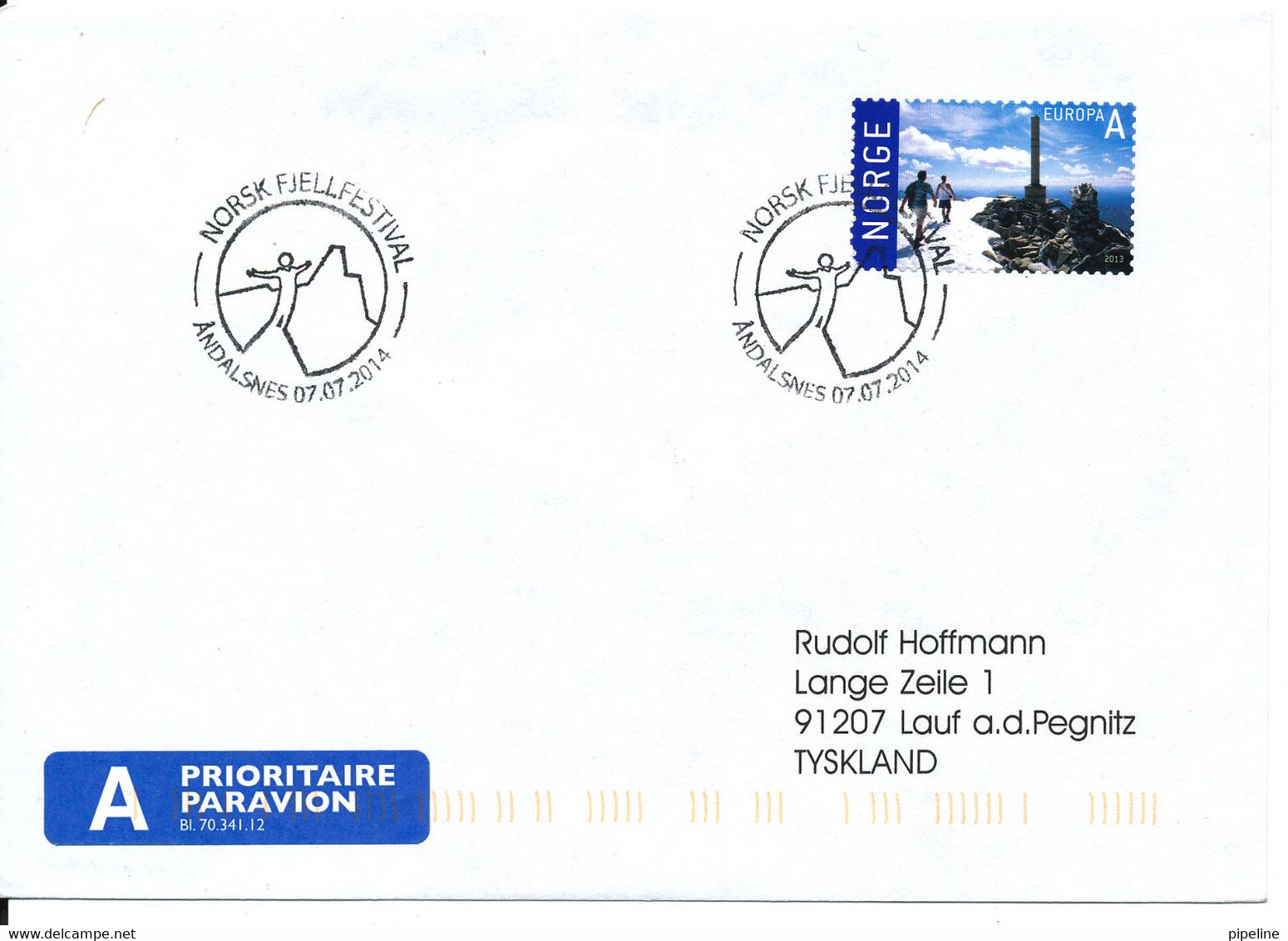 Norway Cover Andalsnes 7-7-2014 (Norsk Fjellfestival) - Lettres & Documents