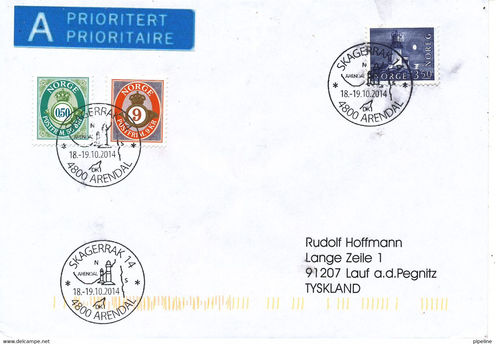 Norway Cover Arendal 18-19/10-2014 (Skagerrak 2014) - Lettres & Documents