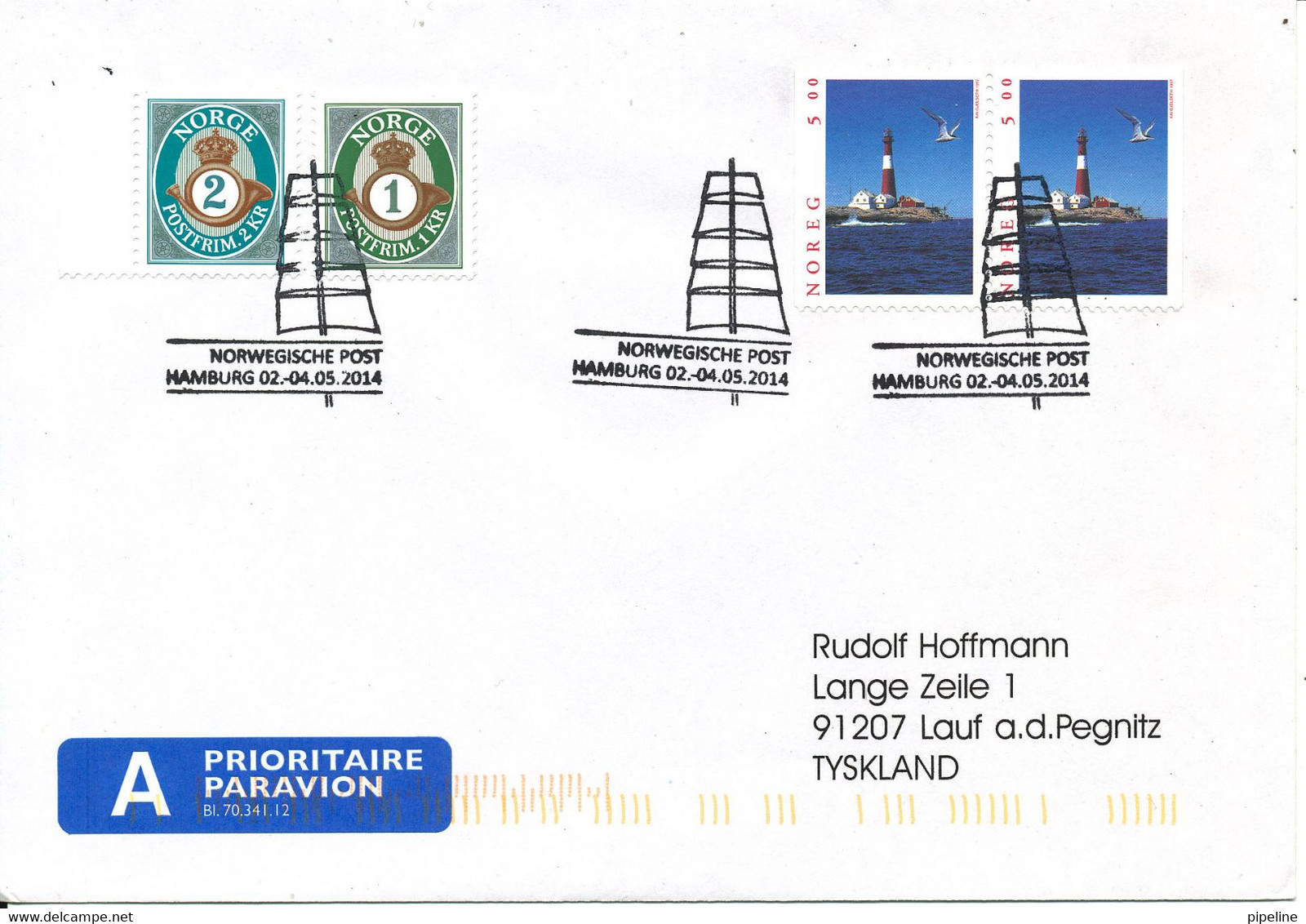 Norway Cover 2-4/5-2014 Stampexhibition Hamburg Germany - Lettres & Documents