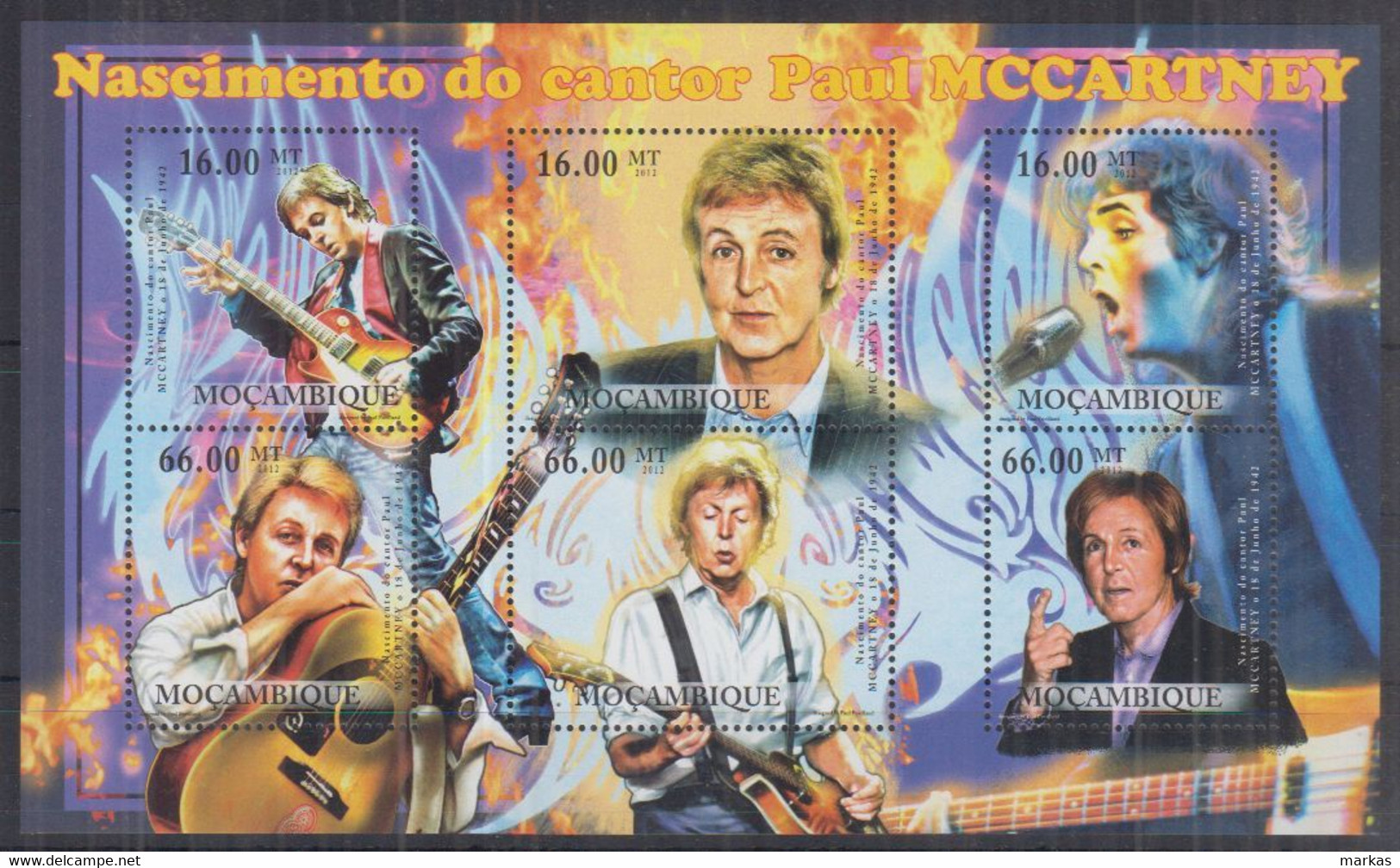 Z11. Mozambique MNH 2012 The Birth Of Paul McCartney, 18th June 1942 - Music