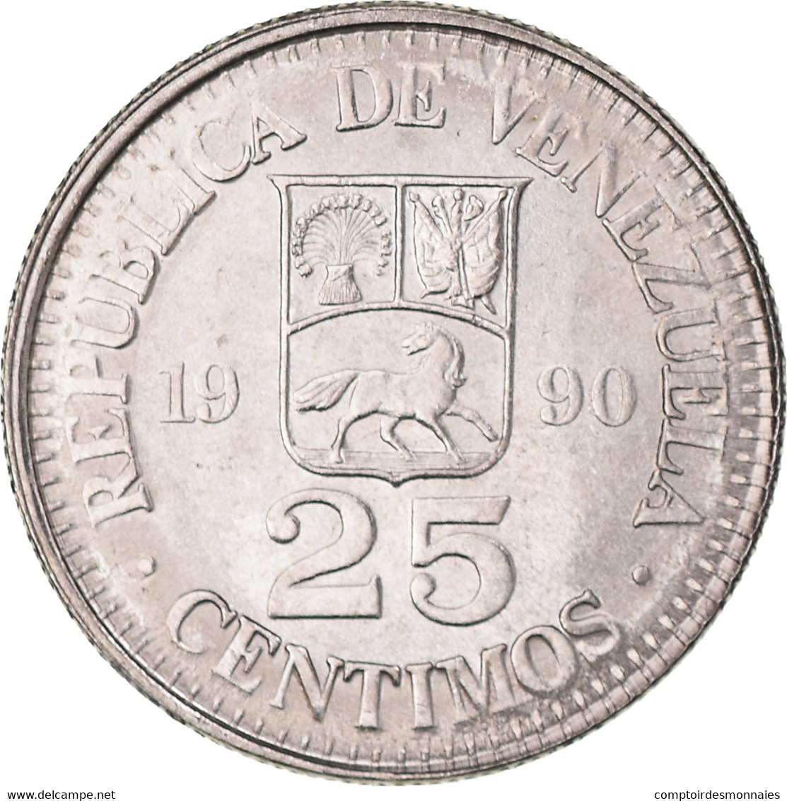 Monnaie, Venezuela, 25 Centimos, 1990, SPL+, Nickel Clad Steel, KM:50a - Venezuela