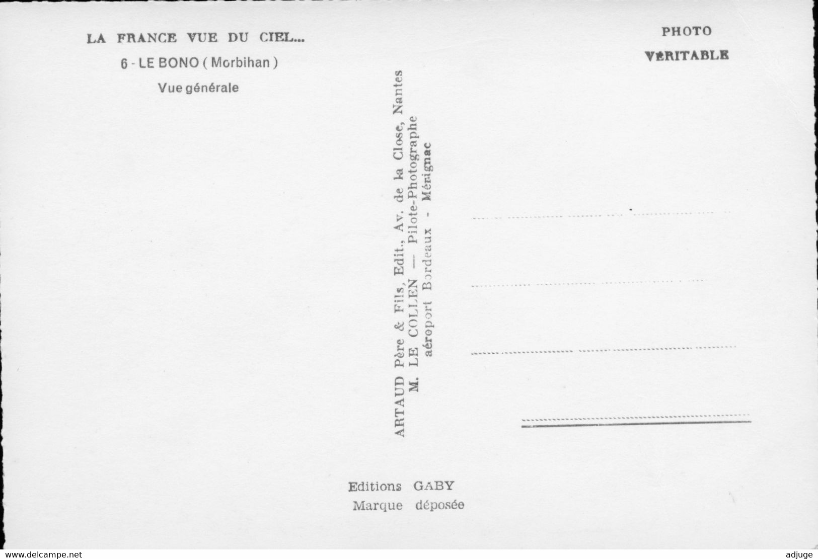 CPSM- LE BONO -Ann.50- Vue Générale Aérienne - TBE * 2 SCANS - Other & Unclassified