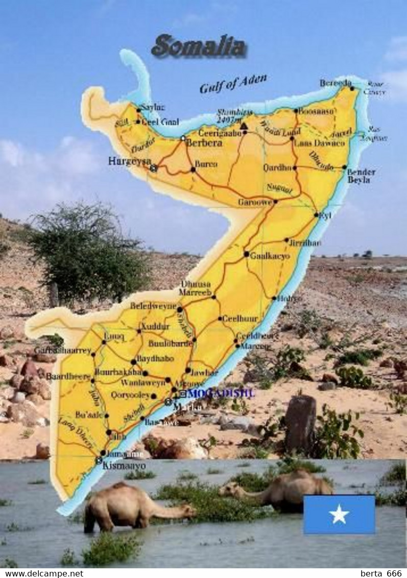 Somalia Country Map New Postcard * Carte Geographique * Landkarte - Somalia