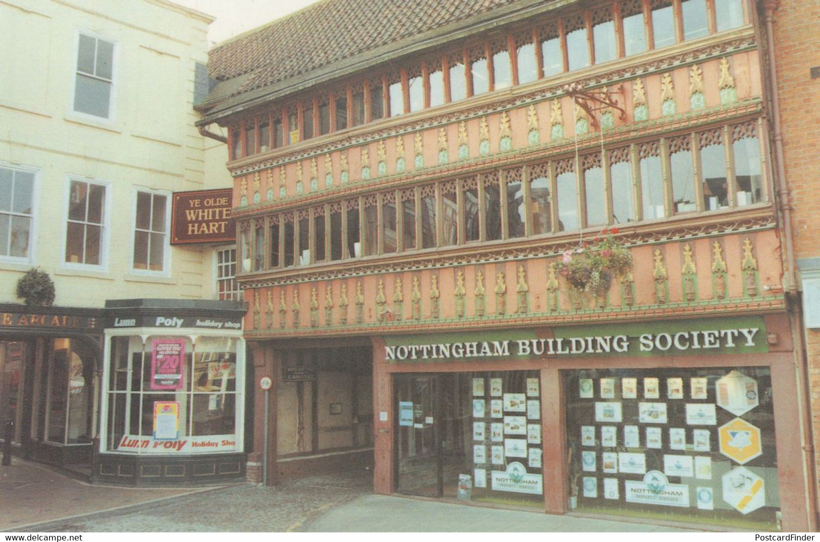 Nottingham Building Society Lunn Poly White Hart Pub 1980s Postcard - Nottingham