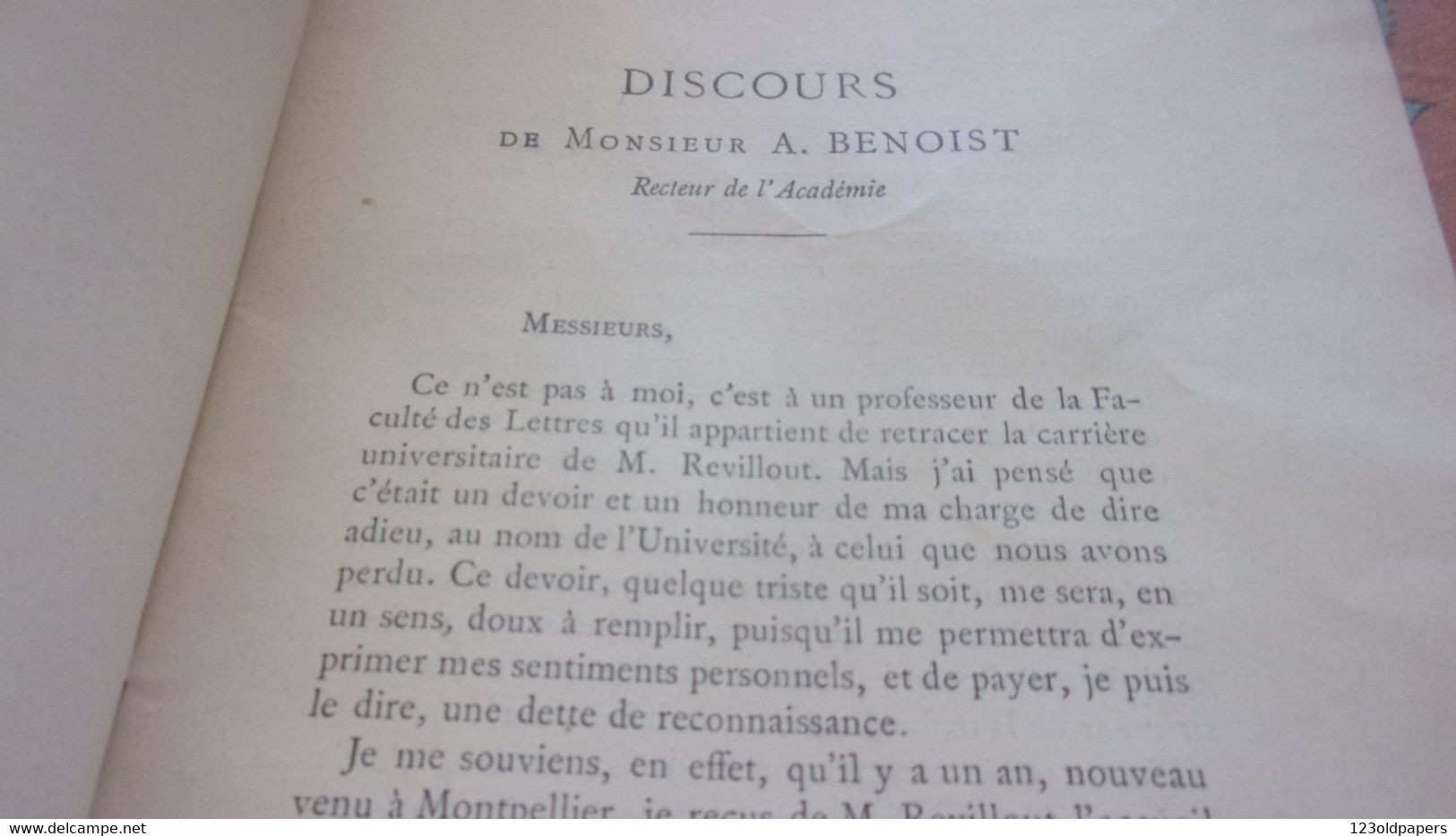 ♥️1899 BERRY DISCOURS  FUNERAILLES DE CHARLES REVILLOUT FACULTE DE MONTPELLIER NE A ISSOUDUN 1821♥️ - Centre - Val De Loire