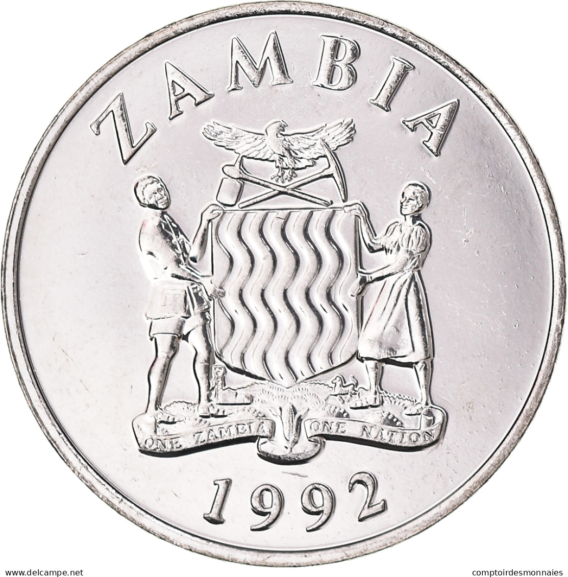 Monnaie, Zambie, 25 Ngwee, 1992, British Royal Mint, SUP, Nickel Plaqué Acier - Zambia