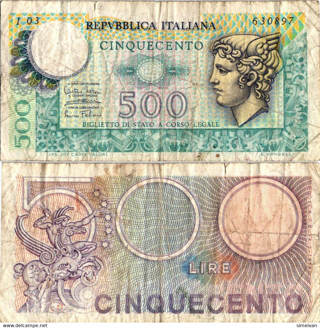 Italy 500 Lire 1974 P-94 Italien Italie #4165 - 500 Lire