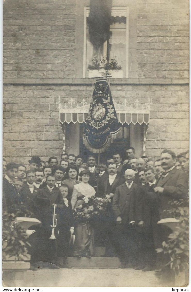 BOURLERS : TRES RARE Carte Photo - Fanfare Les Volontaires 1912 - Chimay