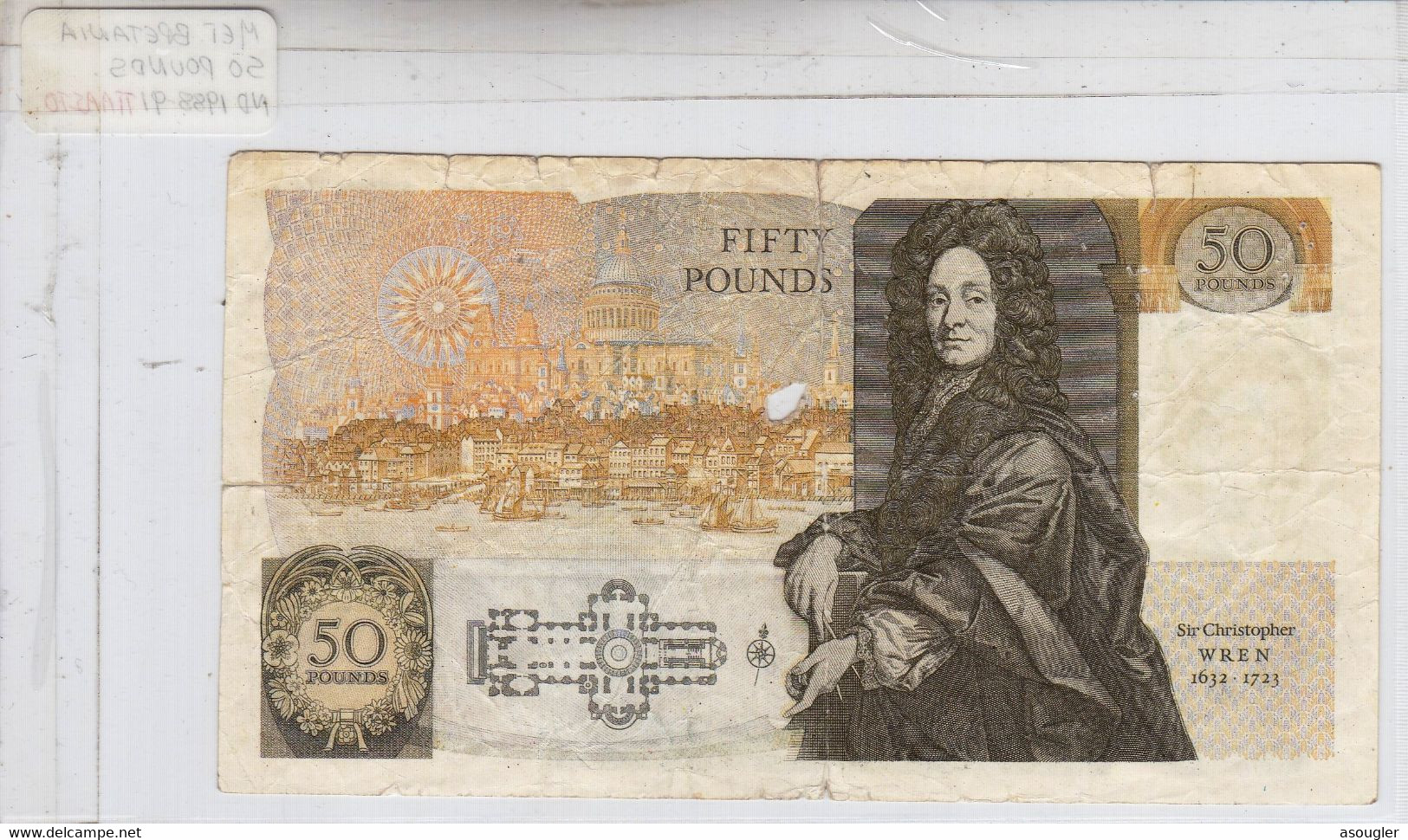 UK GREAT BRITAIN 50 POUNDS FORGERY NOTE ND 1988-1991 P-381b F "free Shipping Via Registered Air Mail" - 50 Pond