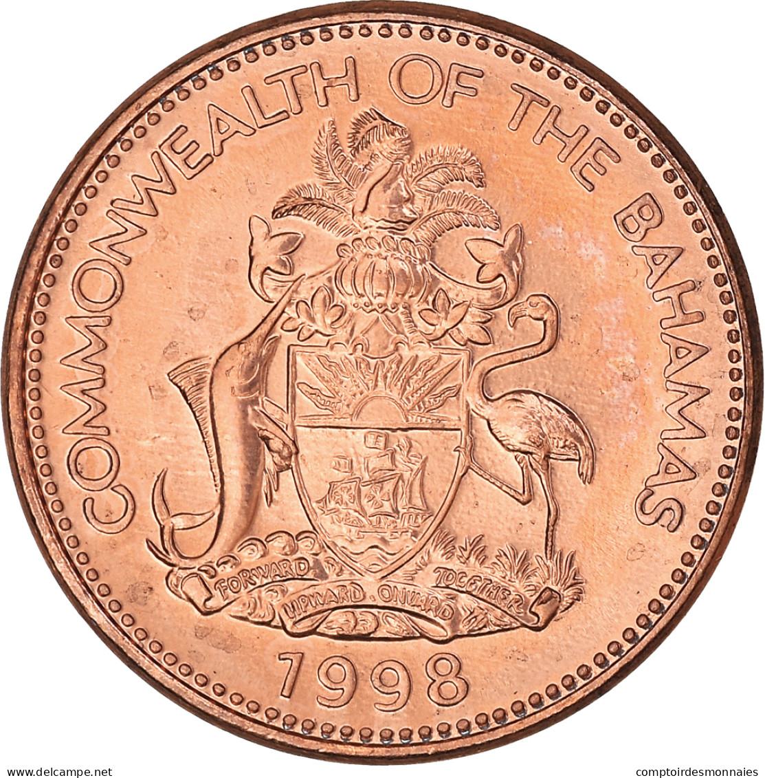 Monnaie, Bahamas, Elizabeth II, Cent, 1998, SPL, Copper Plated Zinc, KM:59a - Bahamas