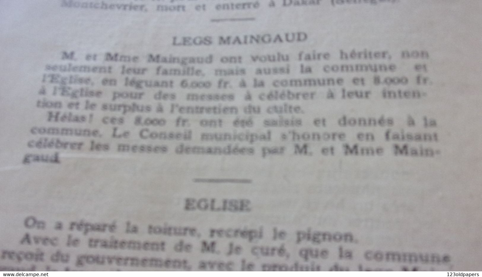 ♥️INDRE BERRY ALMANACH PAROISSIAL DE MONTCHEVRIER ANNEE 1913 12 PAGES  ♥️