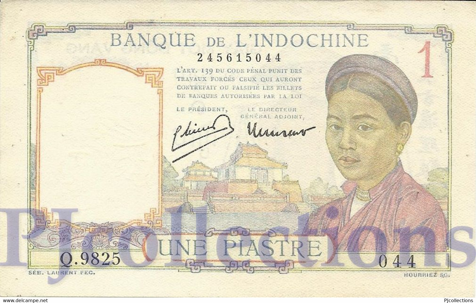 FRENCH INDOCHINA 1 PIASTRE 1946 PICK 54c AU - Indocina