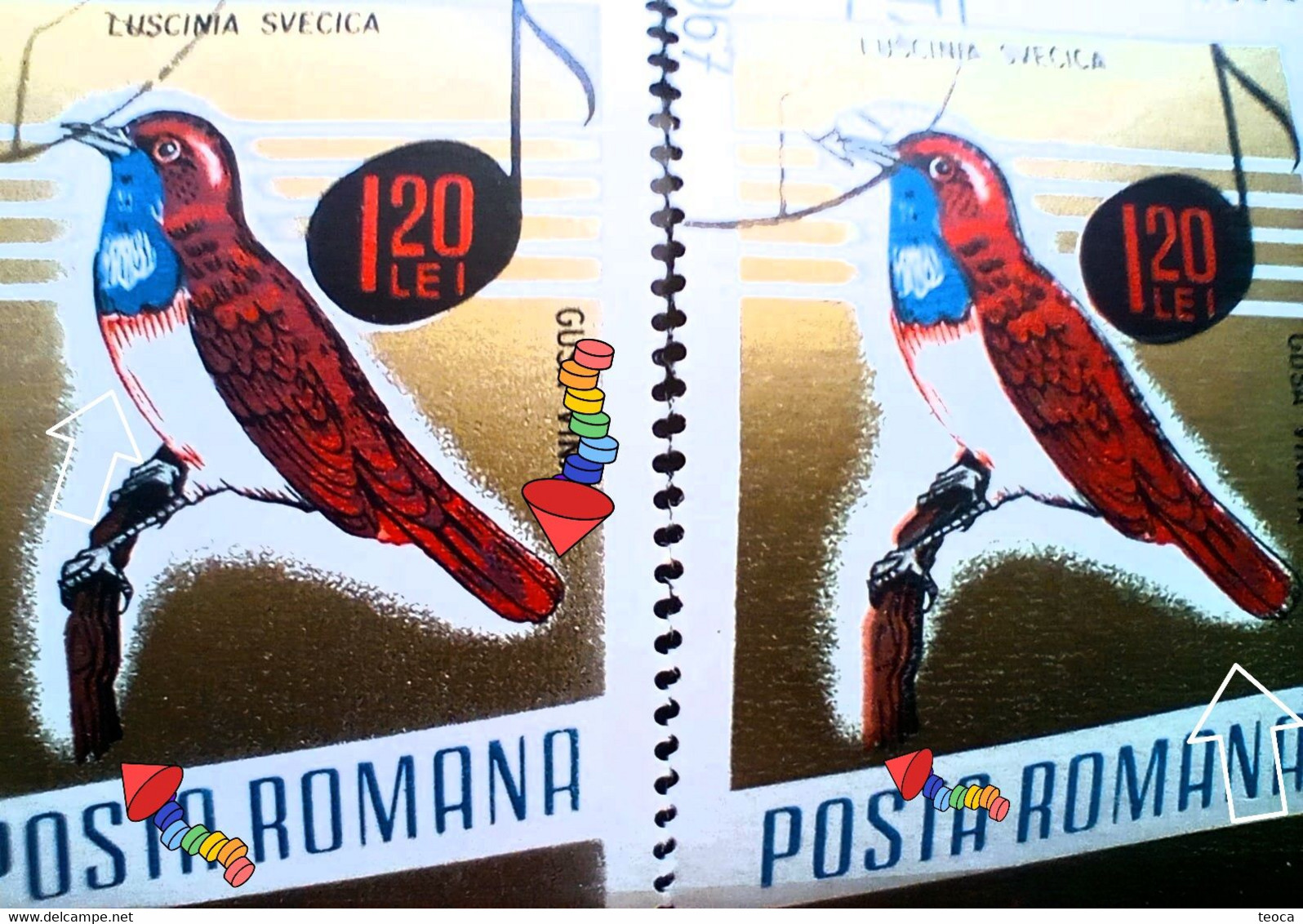 Errors Romania 1966 # MI 2505 Printed  With Displaced Bird , Songbirds - Variétés Et Curiosités