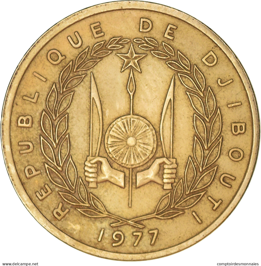 Monnaie, Djibouti, 10 Francs, 1977, Paris, TB+, Bronze-Aluminium, KM:23 - Dschibuti