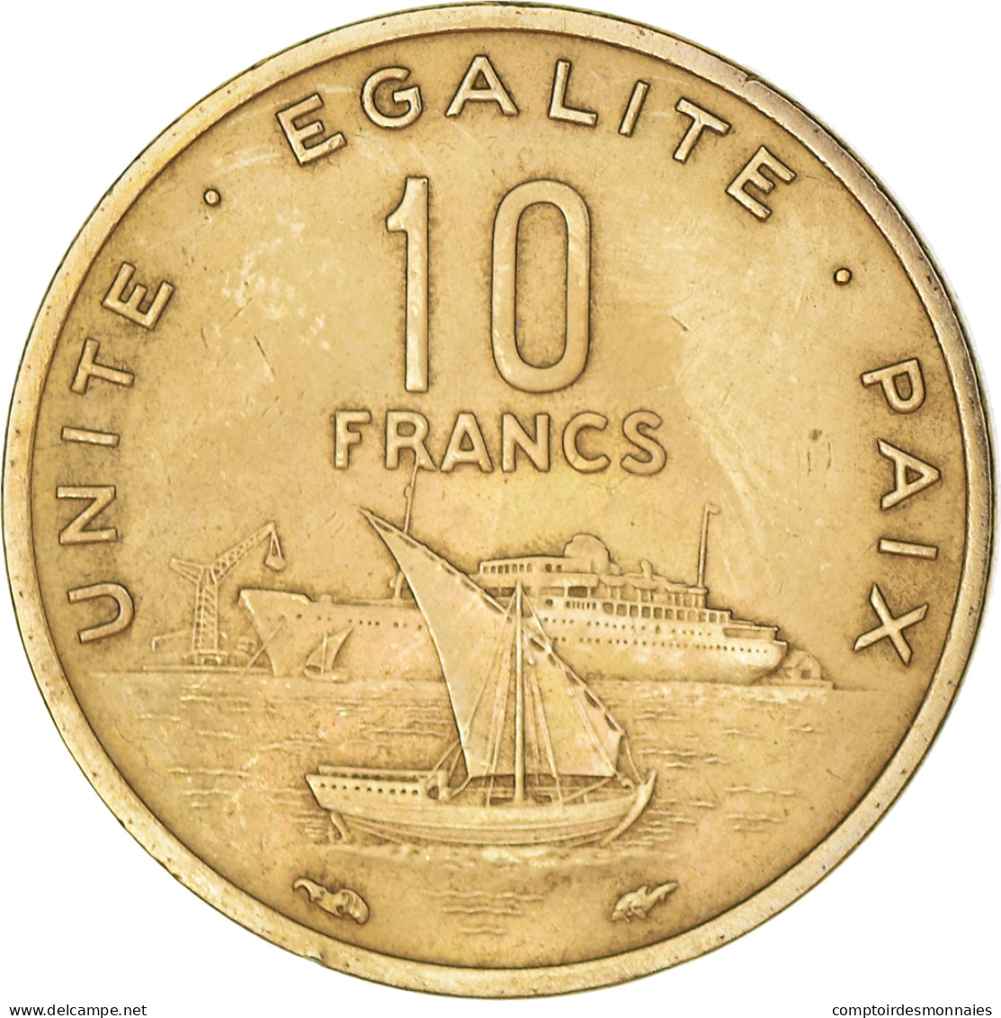 Monnaie, Djibouti, 10 Francs, 1977, Paris, TB+, Bronze-Aluminium, KM:23 - Dschibuti