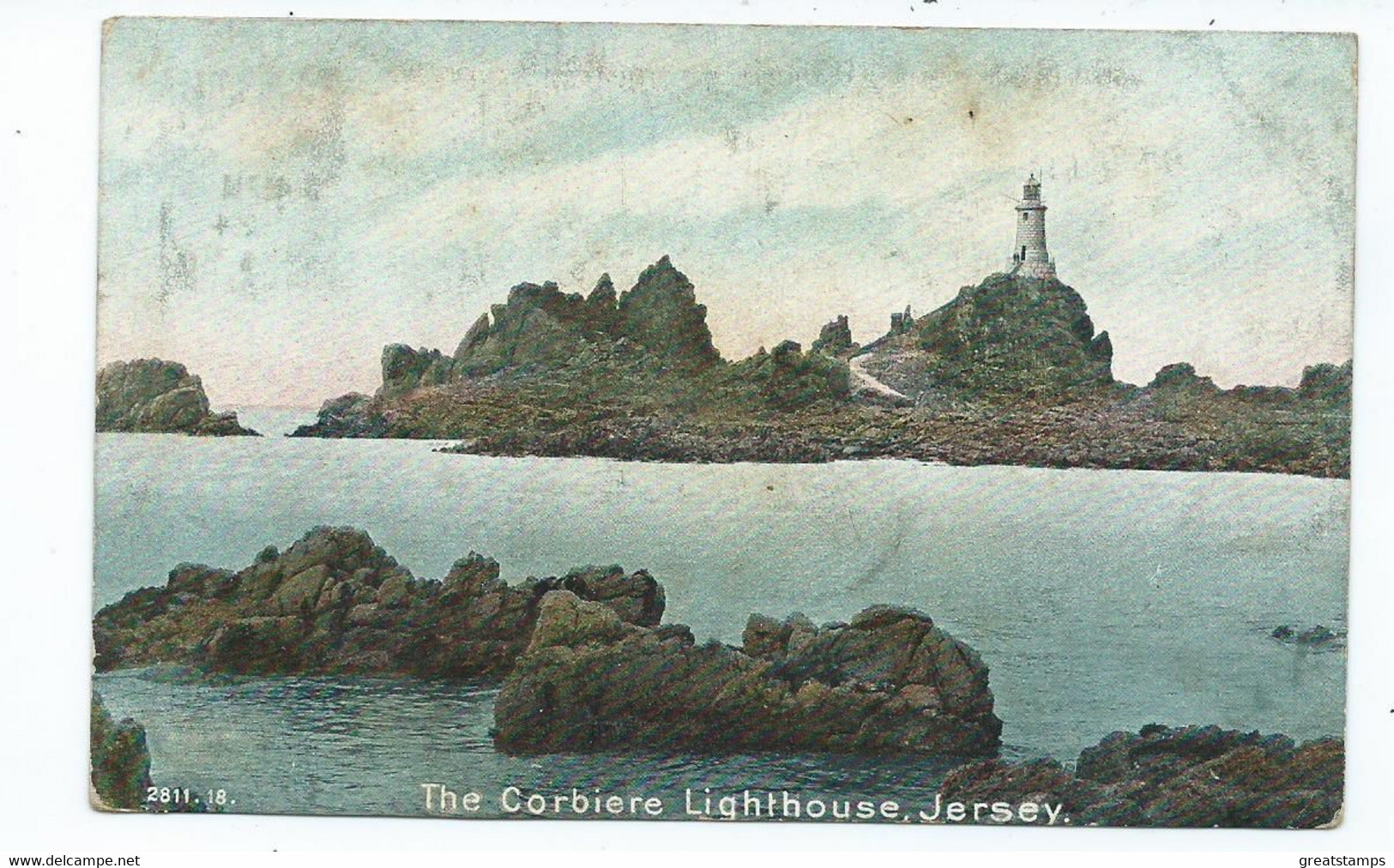 Postcard Jersey The Lighthouse The Corbiere Posted 1905 Hartmann - La Corbiere