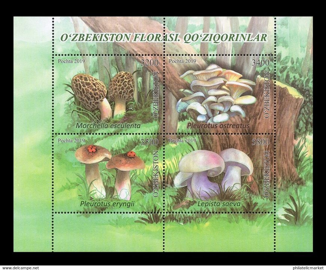 Uzbekistan 2019 MiNr. 1398/401 (Bl.101) Flora. Edible Mushrooms MNH ** - Uzbekistan