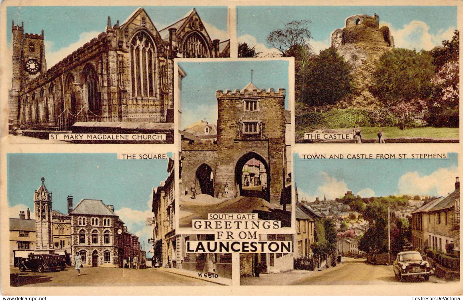 CPA - ANGLETERRE - LAUNCESTON - Carte Multi Vue - Colorisée - Véhicule Ancien - Harvey Barton And Son LTD - Autres & Non Classés