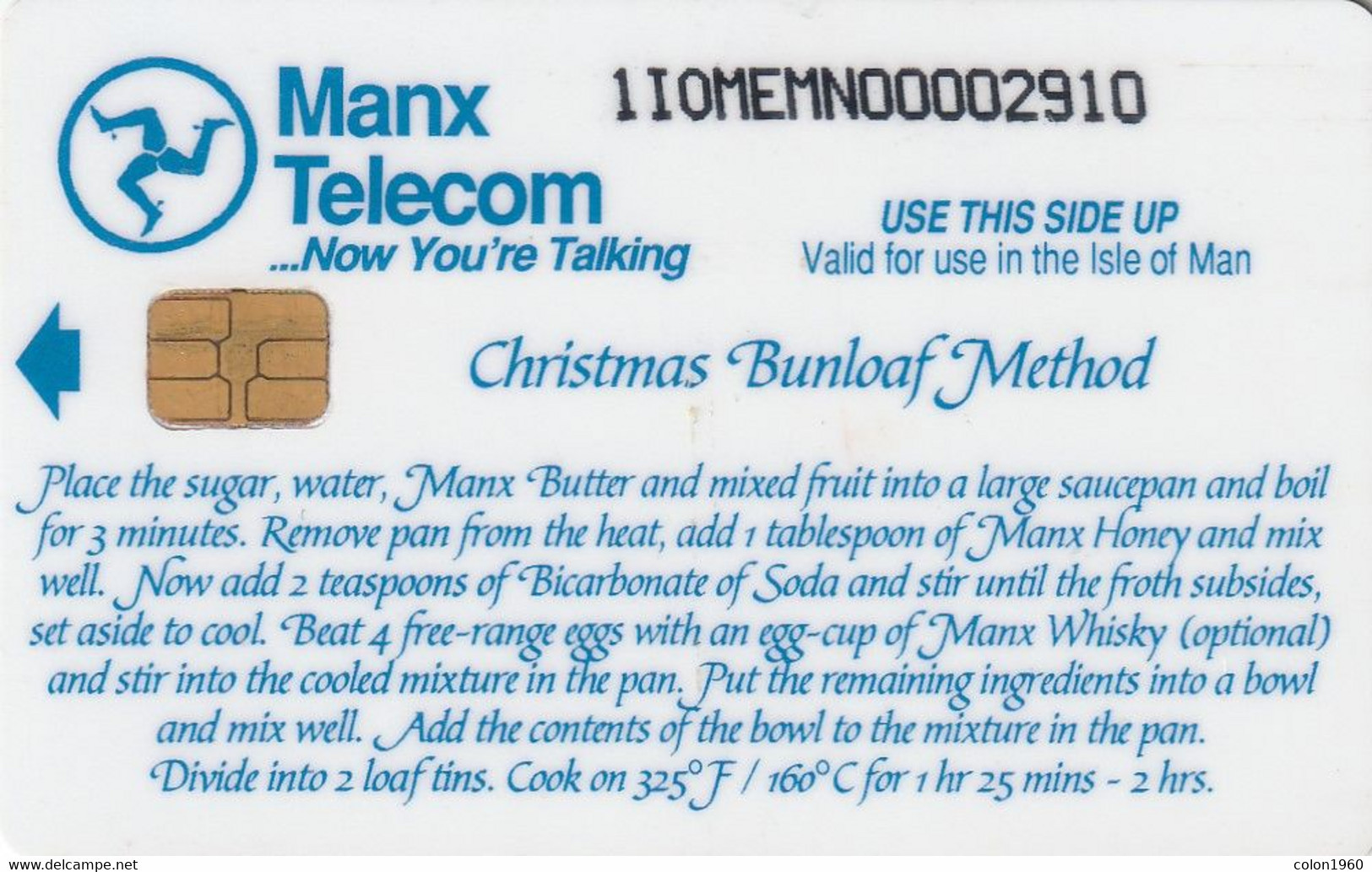 ISLE OF MAN. Manx Christmas Bunloaf Method. 1994-01. 6000 Ex. IM-TEL-008. (015). - [ 6] Isle Of Man