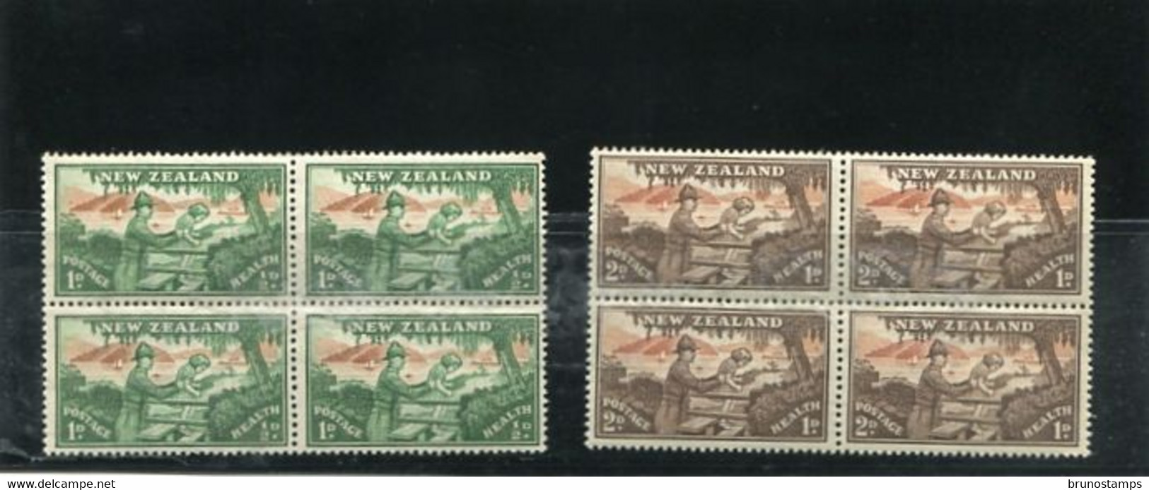 NEW ZEALAND - 1946  HEALTH STAMPS SET BLOCK OF 4  MINT NH - Unused Stamps