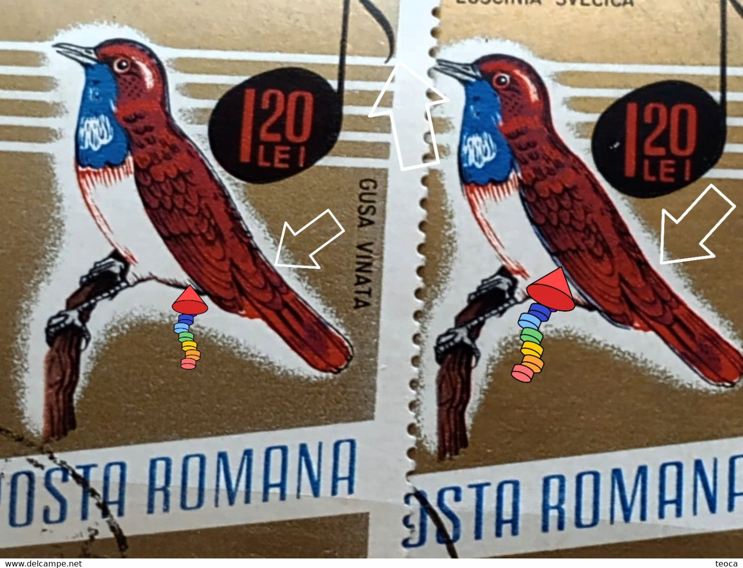 Errors Romania 1966 # MI 2505 Printed  With Displaced Bird , Songbirds - Errors, Freaks & Oddities (EFO)