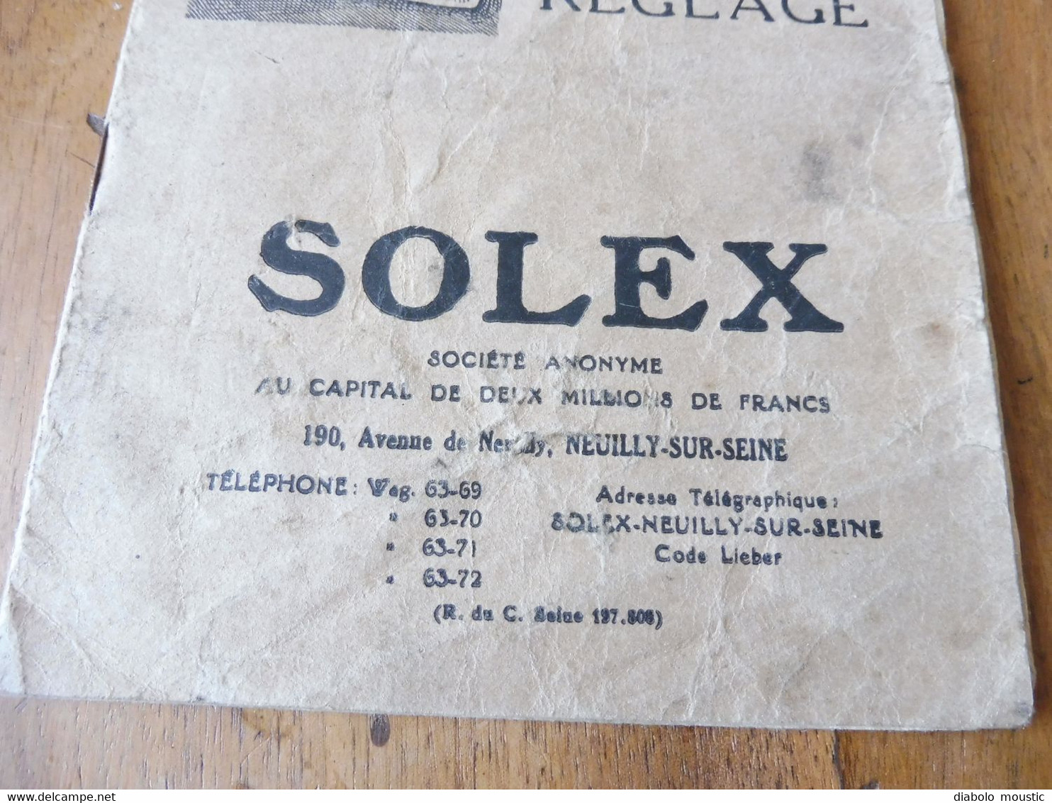 Carburateur SOLEX  :  Notice De Réglage Du Carburateur Type MO (année 1929) - Other & Unclassified