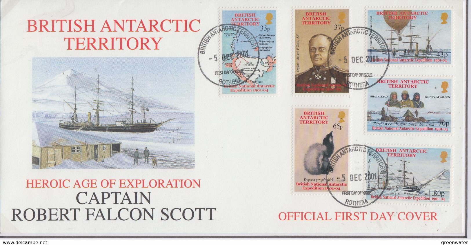 British Antarctic Territory (BAT) 2001 Scott's Expedition 6v FDC (BO152) - FDC