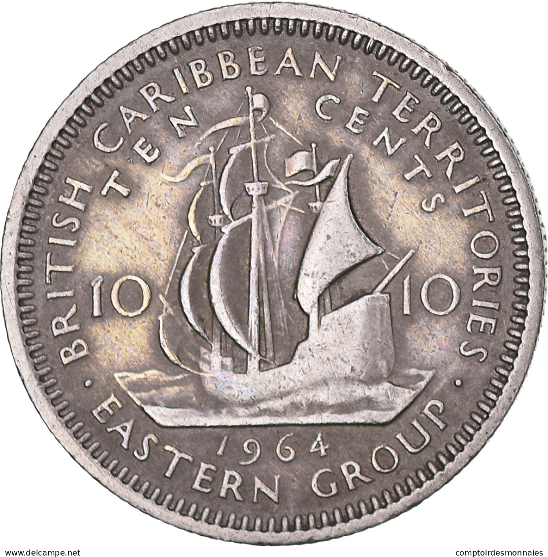 Monnaie, Etats Des Caraibes Orientales, Elizabeth II, 10 Cents, 1964, TB+ - Caraibi Britannici (Territori)