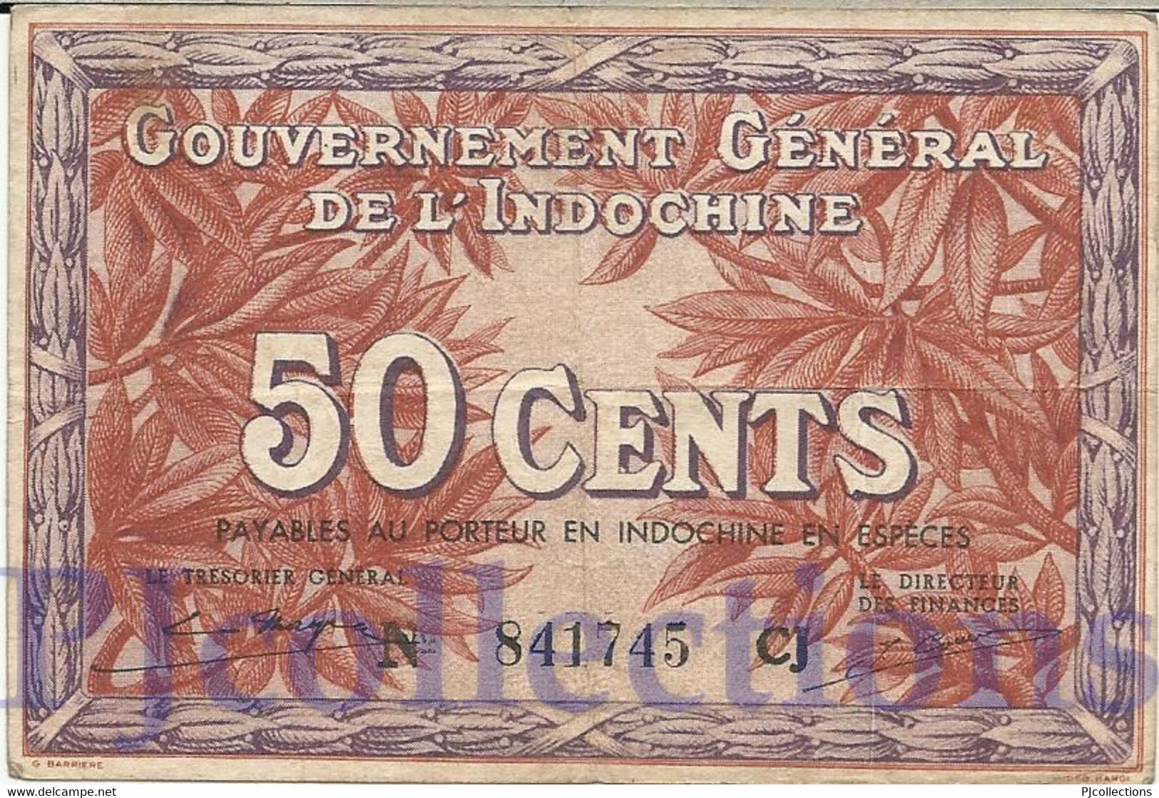 FRENCH INDOCHINA 50 CENTS 1939 PICK 87d VF - Indochina