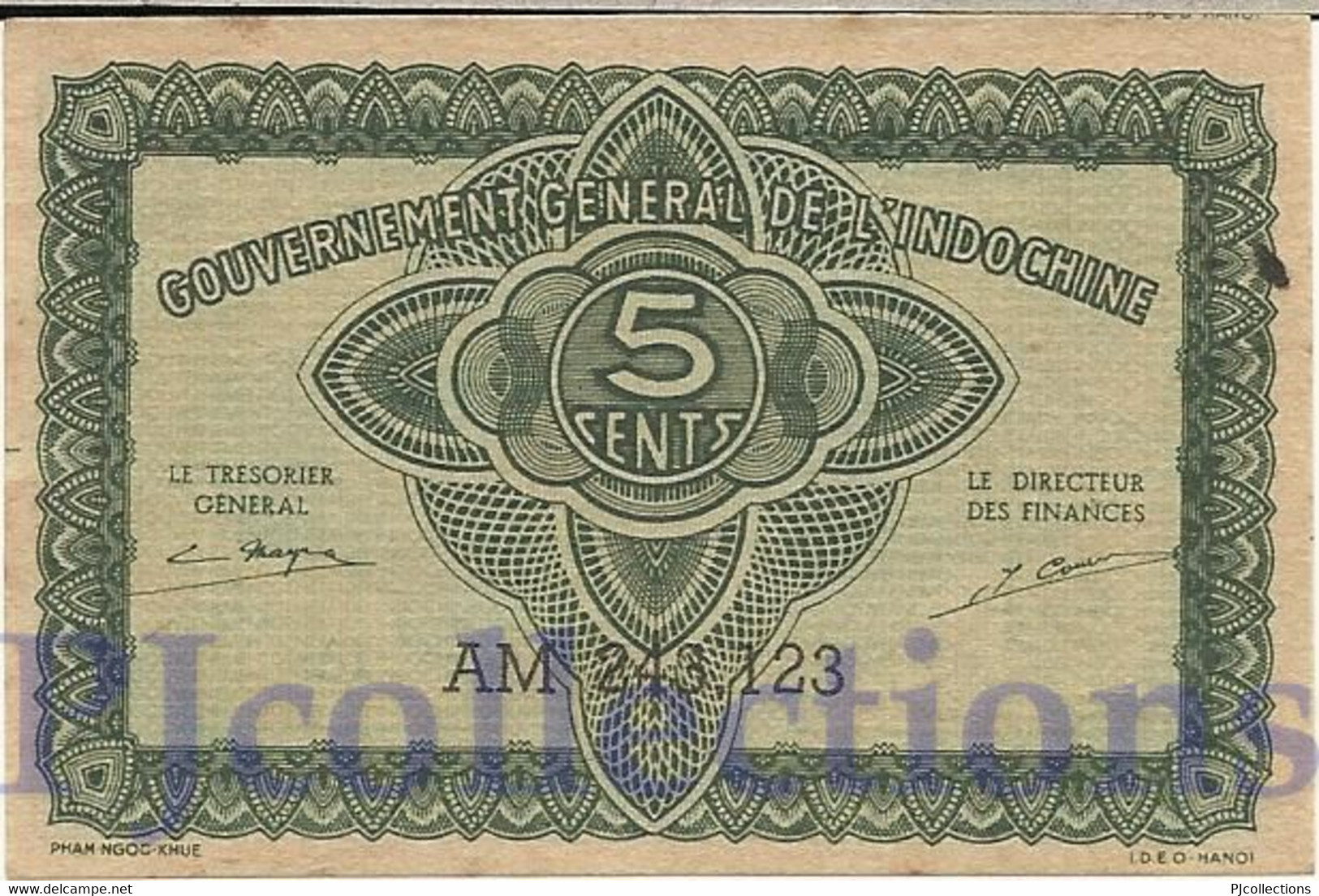 FRENCH INDOCHINA 5 CENTS 1942 PICK 88b AU/UNC - Indochina